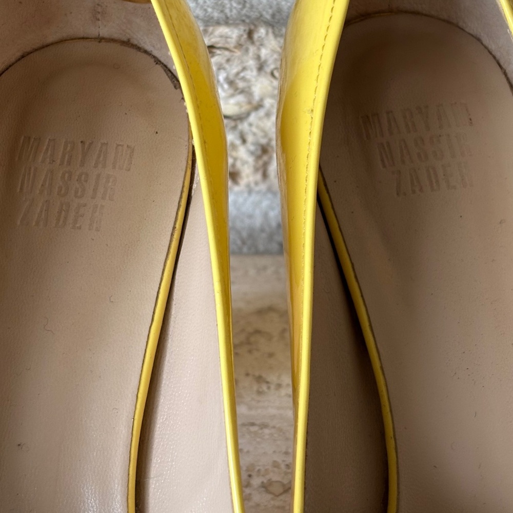 Maryam Nassir Zadeh Patent Yellow High Heels Pumps Size 7.5 MNZ Bertrand - Picture 9 of 10